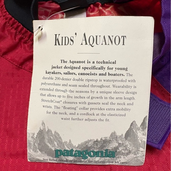 Patagonia Vintage 1990’s NWT Kids Aquanot Pullover Waterproof Kayak Canoe Jacket - Picture 7 of 13